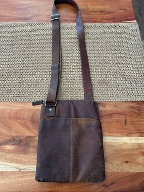 Vintage Adrian Klis Crossbody Bag patina rich cognac leather